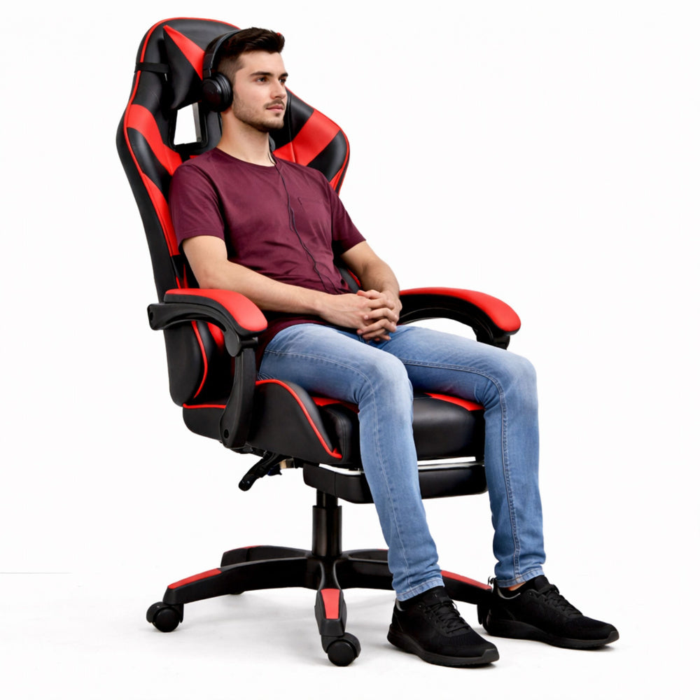 Gaming stolica sa osloncem za noge LE TOY – crvena