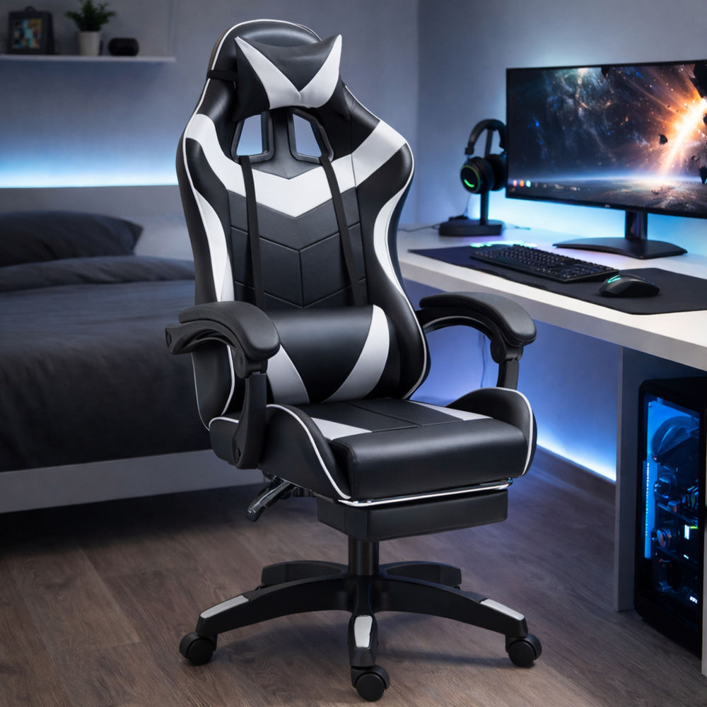 Gaming stolica sa osloncem za noge LE TOY – bijela