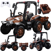 Veliki traktor s prikolicom 4×4 – smeđi