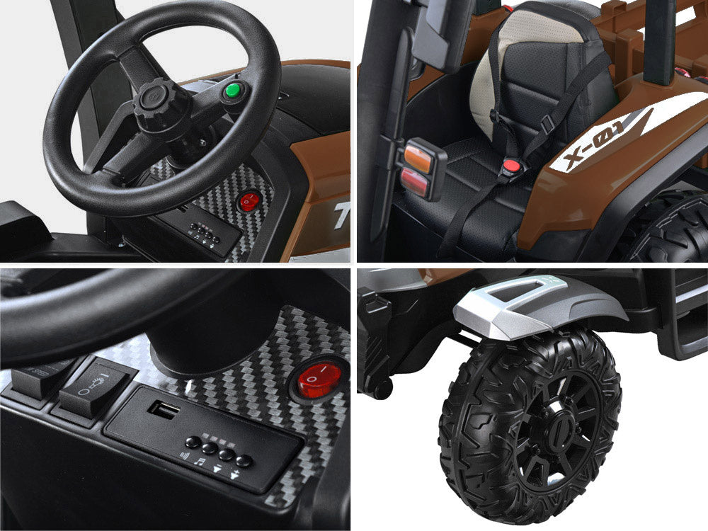 Veliki traktor s prikolicom 4×4 – smeđi
