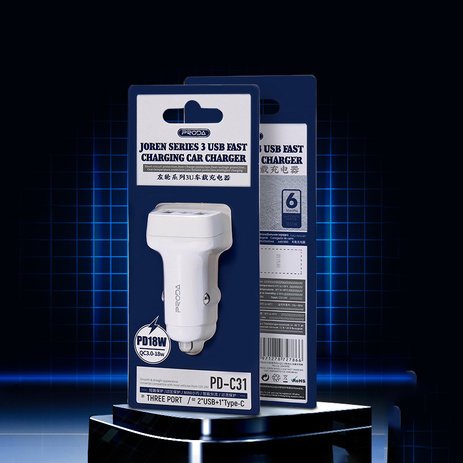 Avtopolnilec Power Delivery Quick Charge 3.0 18 W 2 x USB / USB Type-C