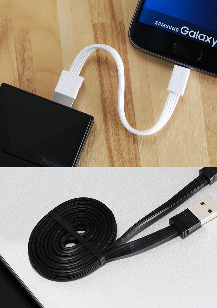 Remax set od 2 jaka i fleksibilna USB - micro USB kabela 1m/ 16cm