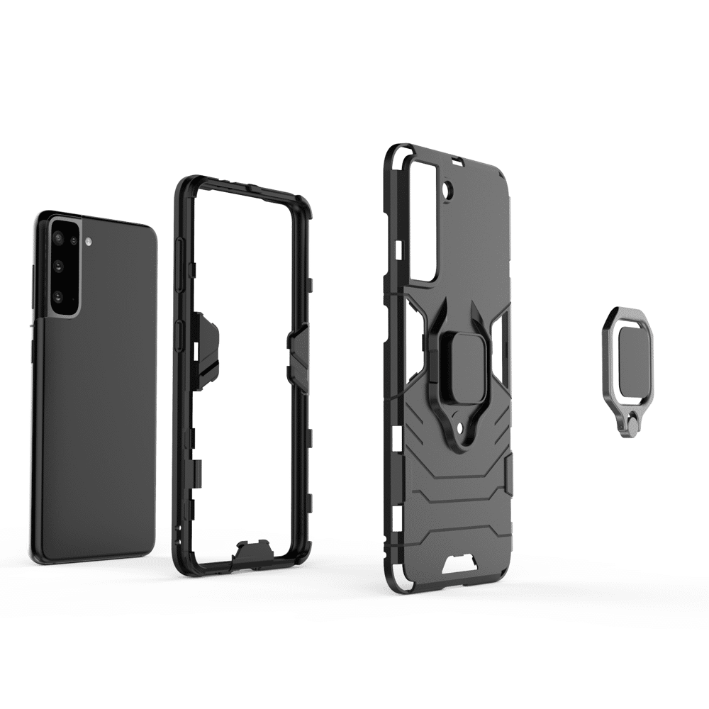 Ring Armour Case Kickstand robusten ovitek za Samsung Galaxy S21 5G črn