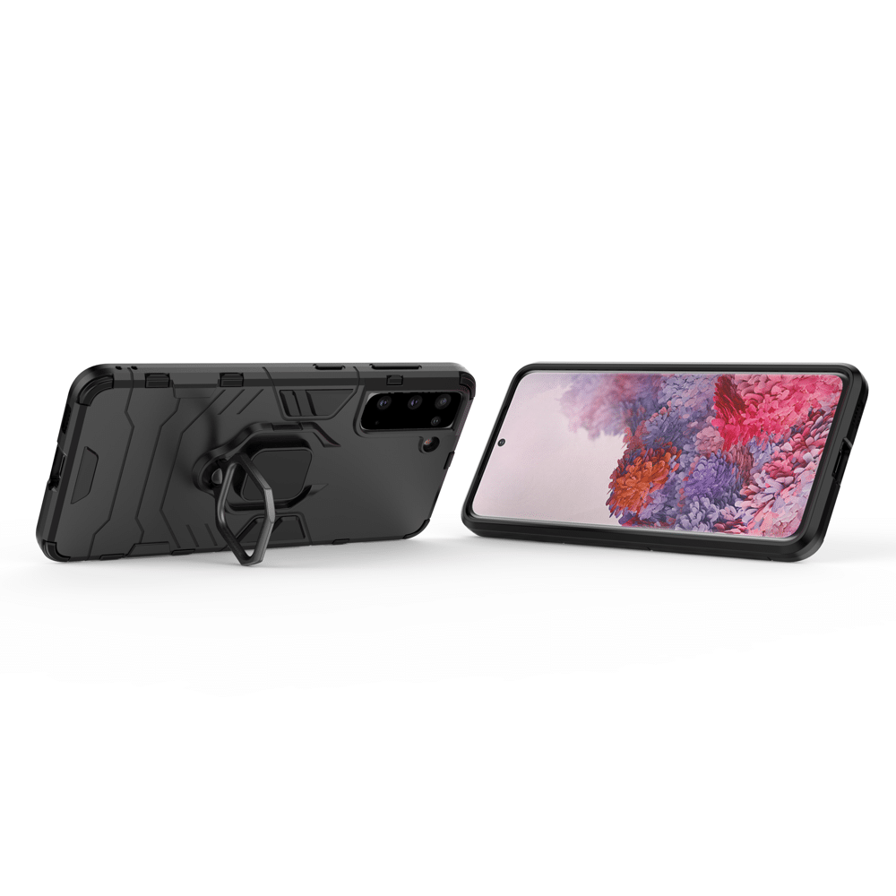 Ring Armour Case Kickstand robusten ovitek za Samsung Galaxy S21 5G črn
