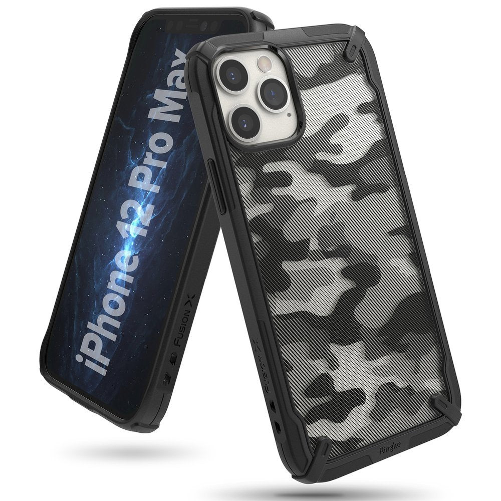 Ringke Fusion X Design vzdržljivo ohišje s TPU odbijačem za iPhone 12 Pro Max Camo
