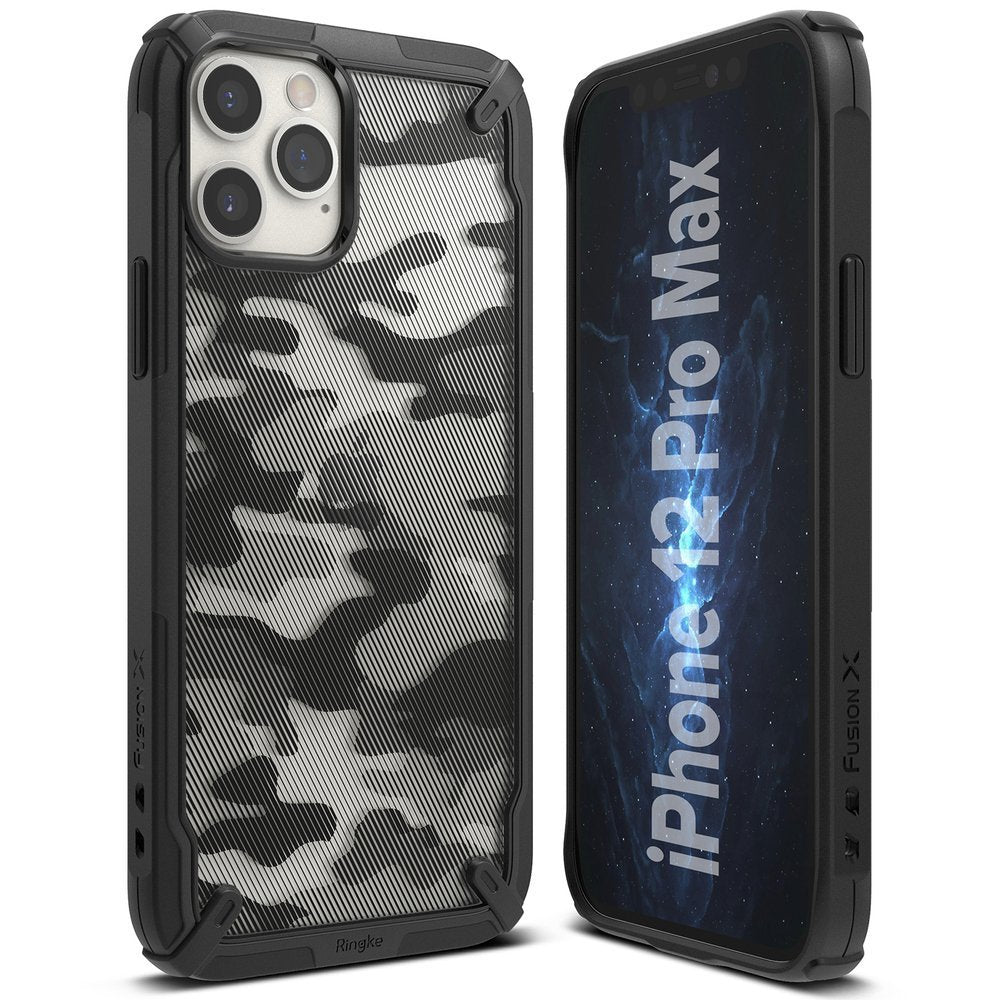 Ringke Fusion X Design vzdržljivo ohišje s TPU odbijačem za iPhone 12 Pro Max Camo