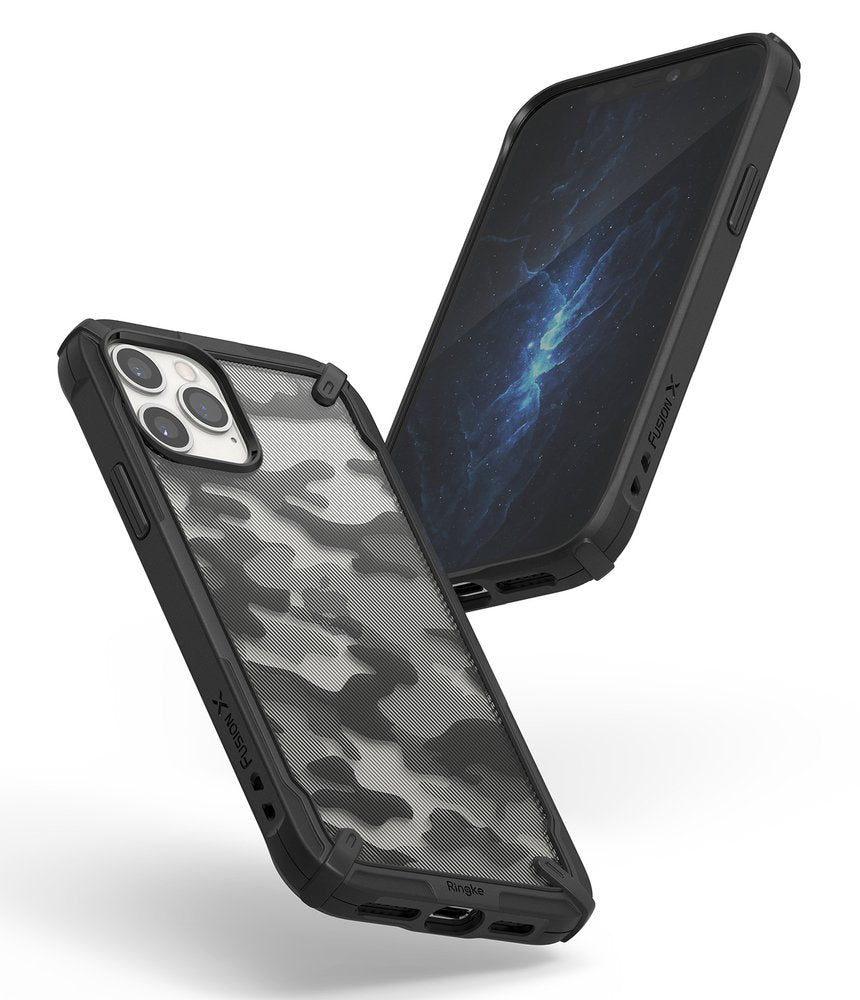 Ringke Fusion X Design vzdržljivo ohišje s TPU odbijačem za iPhone 12 Pro Max Camo