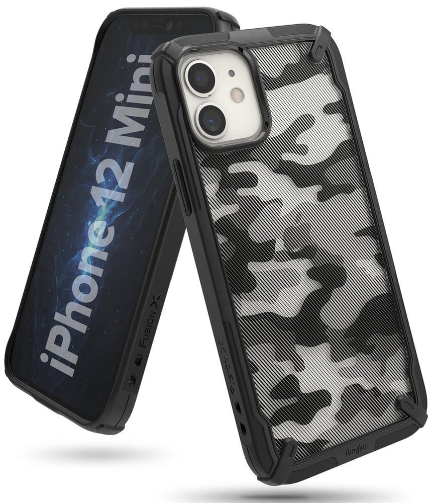Ringke Fusion X Design vzdržljivo ohišje s TPU odbijačem za iPhone 12 Mini Camo