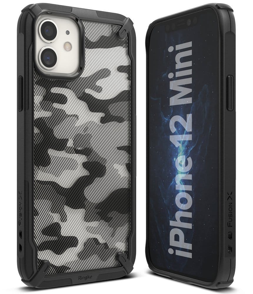 Ringke Fusion X Design vzdržljivo ohišje s TPU odbijačem za iPhone 12 Mini Camo