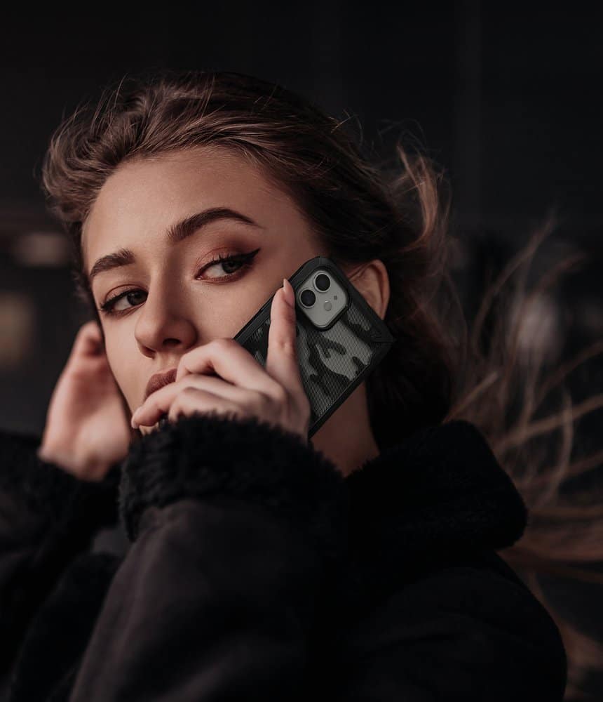 Ringke Fusion X Design vzdržljivo ohišje s TPU odbijačem za iPhone 12 Mini Camo