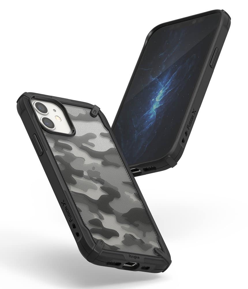 Ringke Fusion X Design vzdržljivo ohišje s TPU odbijačem za iPhone 12 Mini Camo