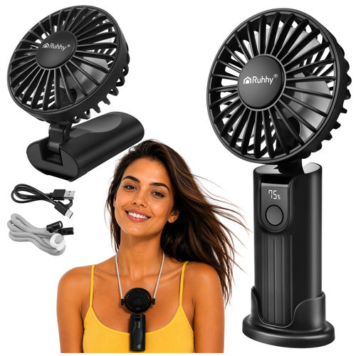 Mini prijenosni ventilator - ručni/stolni/oko vrata, USB-C, 2400 mAh