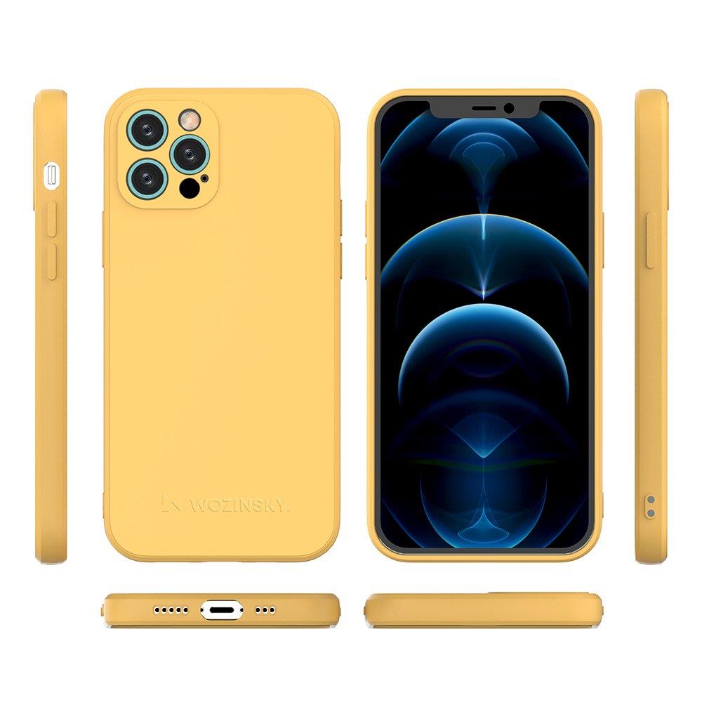 Wozinsky Color Case silikonska fleksibilna vzdržljiva torbica za iPhone 12 Pro rumena