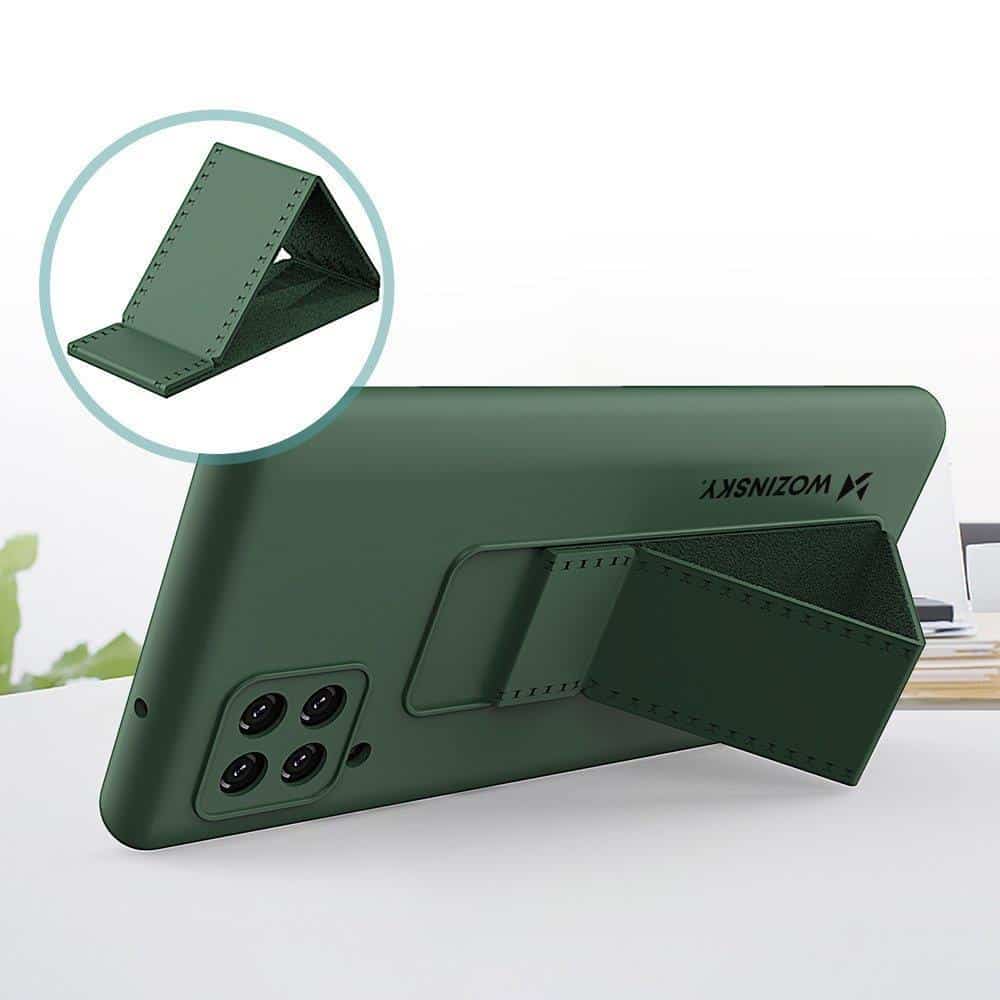 Wozinsky Kickstand Case prožen silikonski ovitek s stojalom Samsung Galaxy A42 5G mint