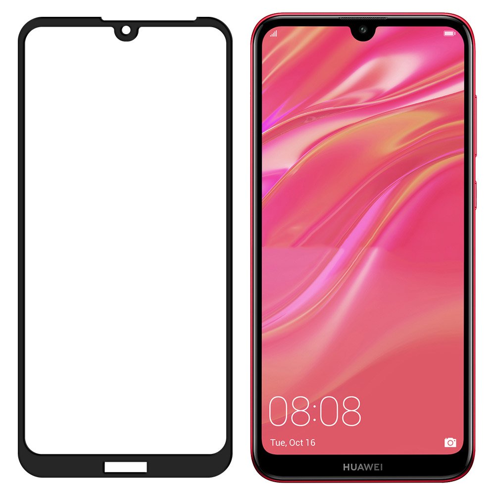 Kaljeno steklo Popolna pokritost z okvirjem za Huawei Y6 2019 / Huawei Y6s 2019 / Y6 Pro 2019 črno
