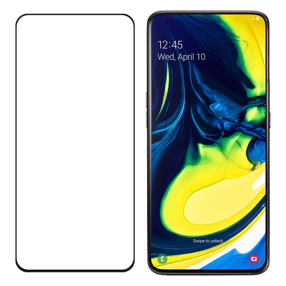 Kaljeno steklo, super trpežna zaščita zaslona z ohišjem za Samsung Galaxy A80 črna