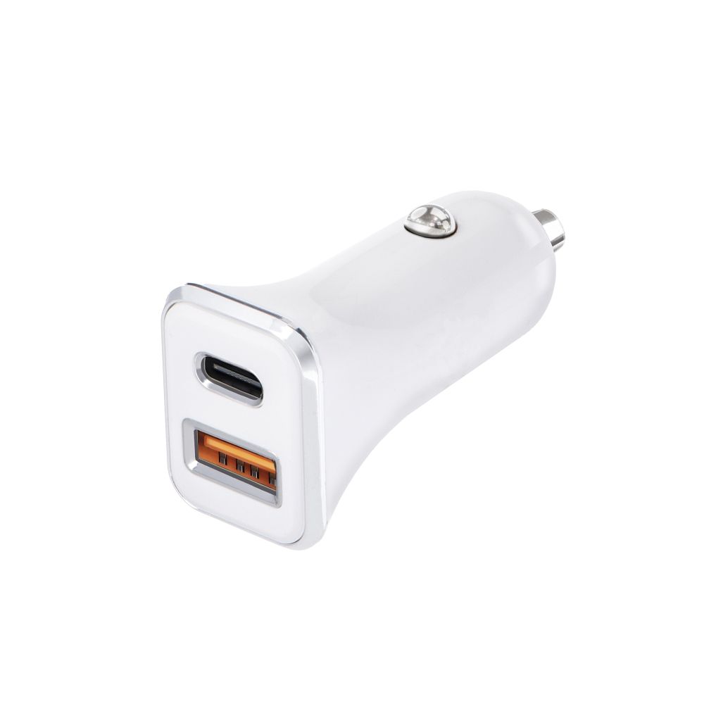 FORCELL avtopolnilec USB 3.0 + USB C hitro polnjenje + Power Delivery PD20W 4A CC-QCPD01 bel