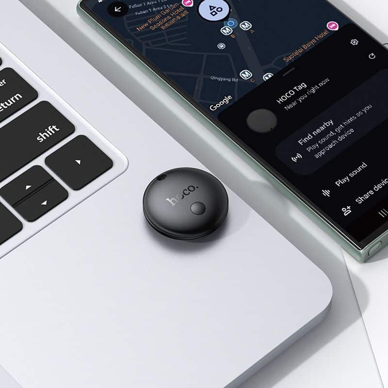 Lokator Hoco E93A kompatibilan s Google Find My Device crni
