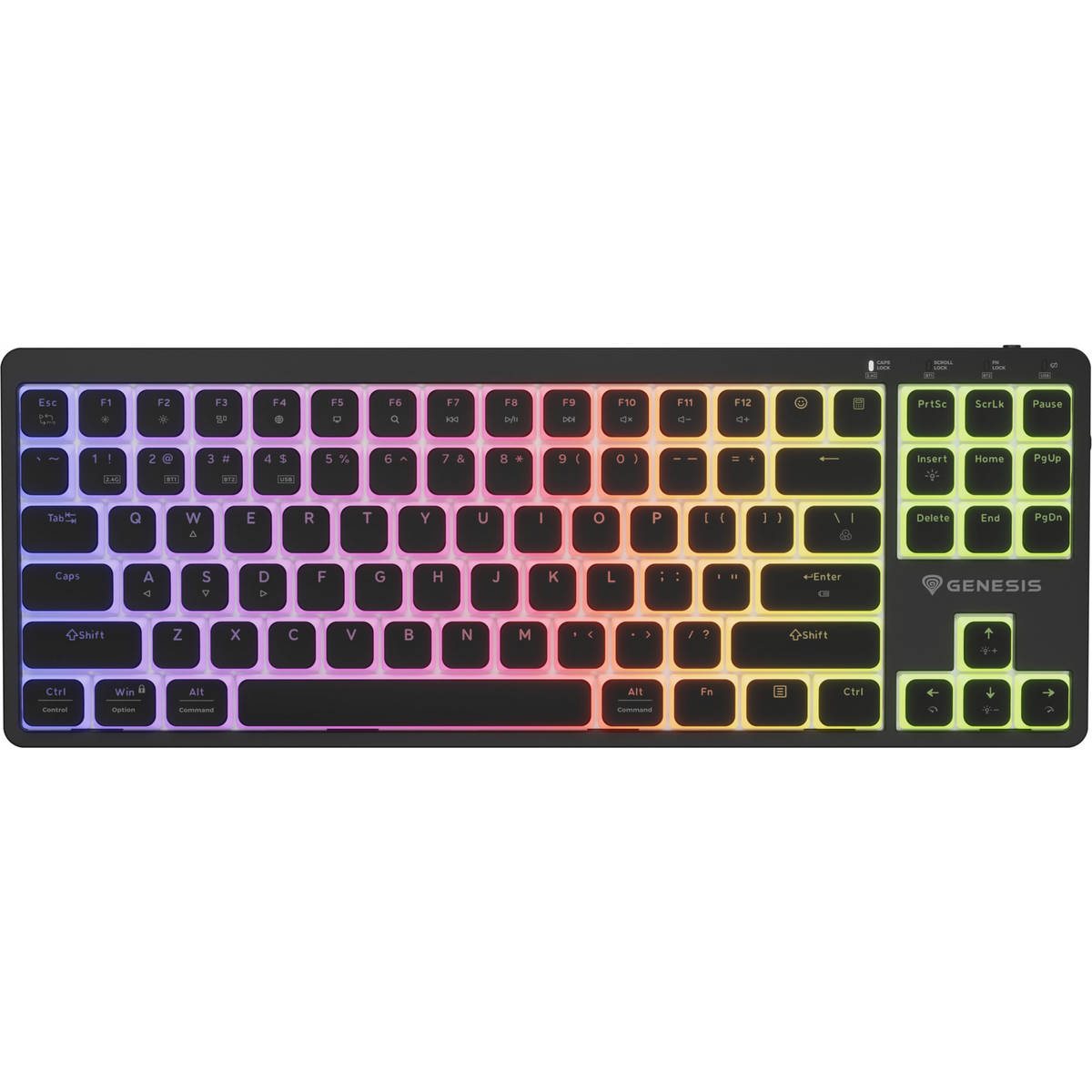 GENESIS Thor 430 TKL Wireless tipkovnica Igranje USB + RF Wireless + Bluetooth QWERTY US Engleski Crno