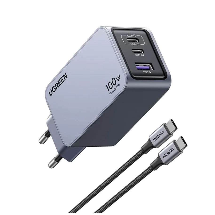 Ugreen Nexode Pro EU 3-Port GaN PD Fast Charger With USB-C Cable Univerzalno Crno, Sivo AC Brzo punjenje U zatvorenom