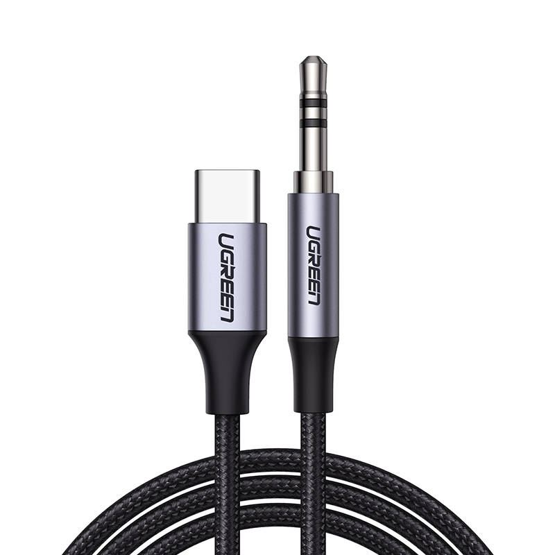 Ugreen CM450 audio kabel 1 m 3.5mm USB Tip-C Crno
