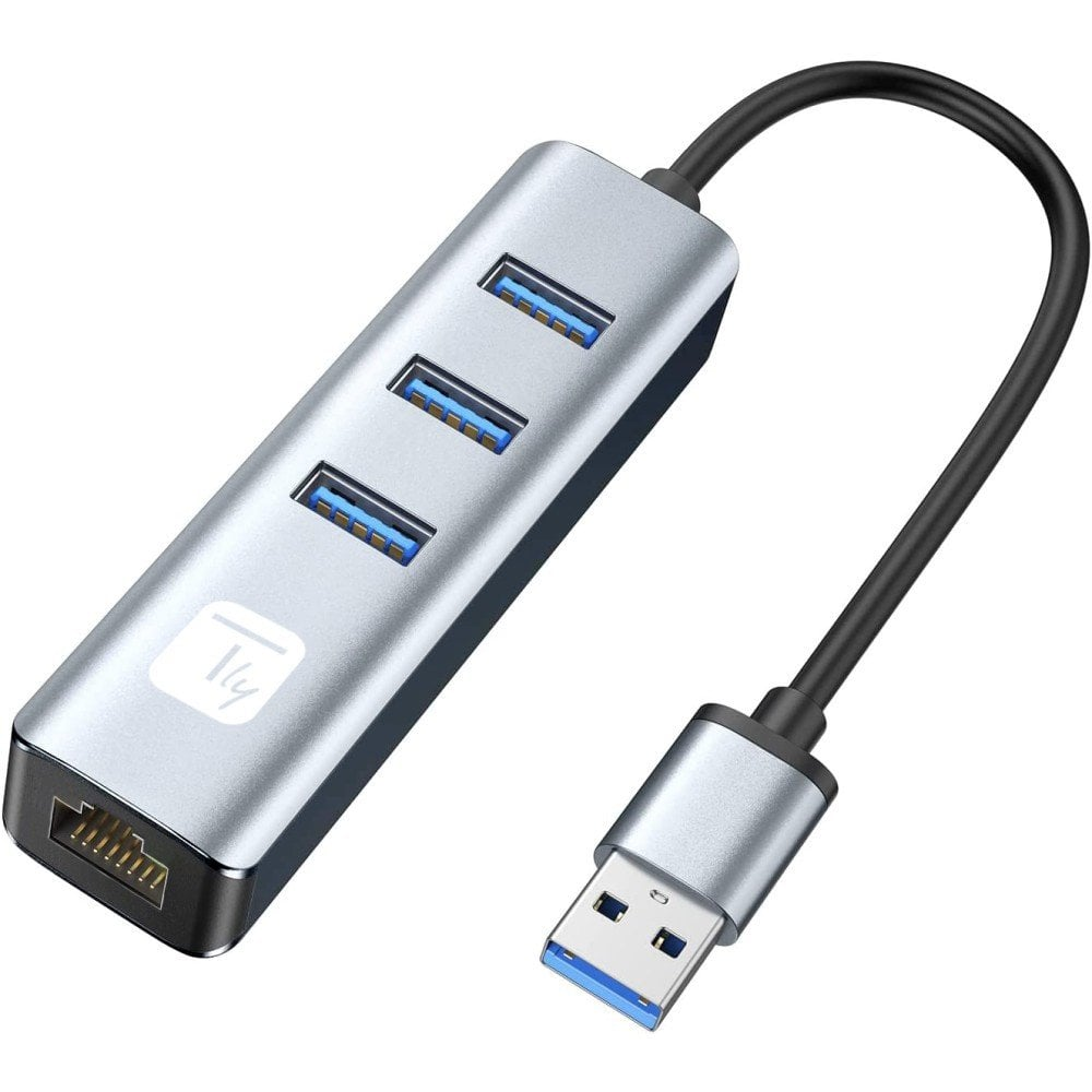 Techly IDATA USB-ETGIGA3AA priključna stanica i replikator porta za prijenosno računalo Žičano USB 3.2 Gen 1 (3.1 Gen 1) Type-A Crno, Srebro