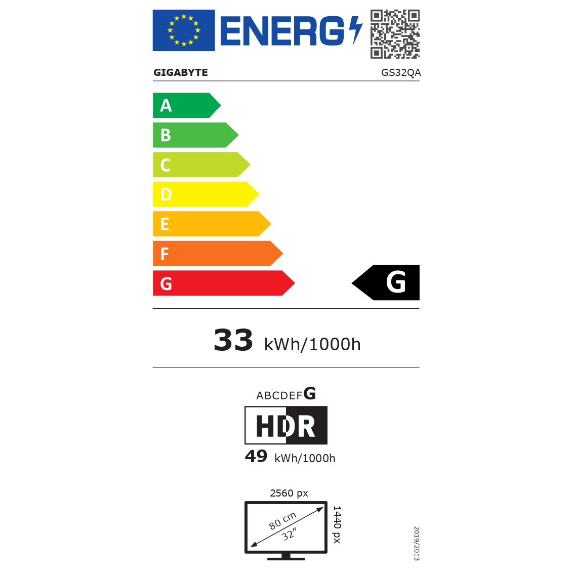 GIGABYTE GS32QA računalni monitor 80 cm (31.5") 2560 x 1440 pikseli Quad HD LED Crno
