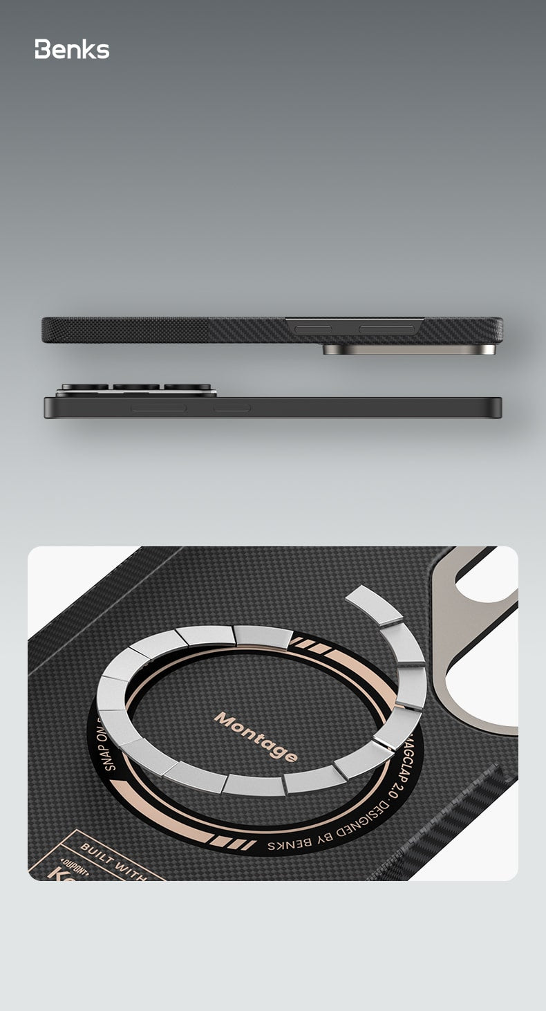 Benks Montage Magnetic Armor Air Kevlar maska ​​s metalnim okvirom za Samsung Galaxy S26 crna