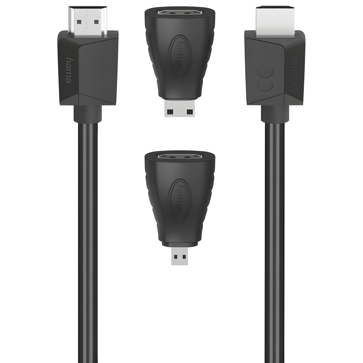 HDMI kabel Hama s 2 adaptera - 1,5 m – Crna KP36396