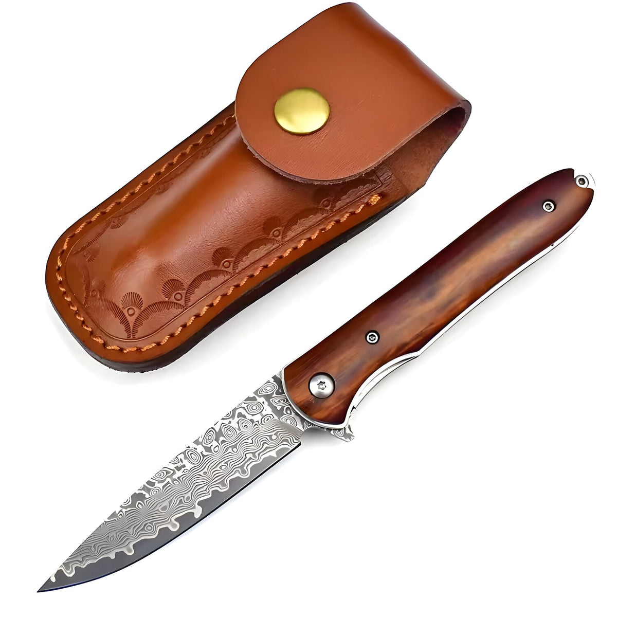 Damaskovski vanjski sklopivi nož HA-31679 - Smeđa KP31679