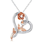 Ogrlica Heart Rose - Srebrna / Zlatna Ružičasta KP28884