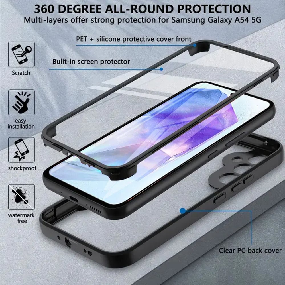 Techsuit – ColorVerse 360 Series dvostranska zaščitna maska za Samsung Galaxy A15 4G / A15 5G – črna