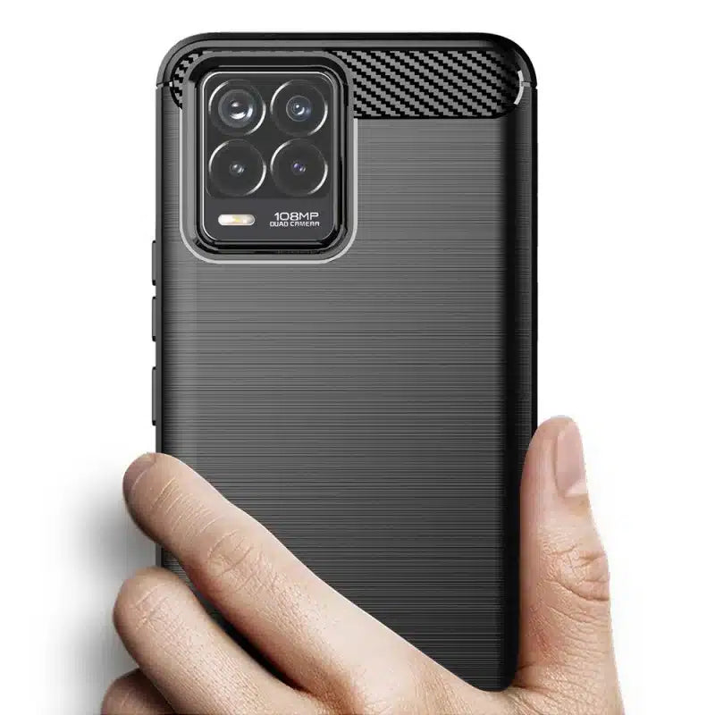 Techsuit Carbon Silicone ovitek za Realme 8 4G / 8 Pro 4G – črn