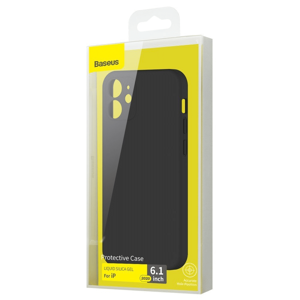Baseus Liquid Silica Gel Case, fleksibilna gel maska za iPhone 12, klasična črna
