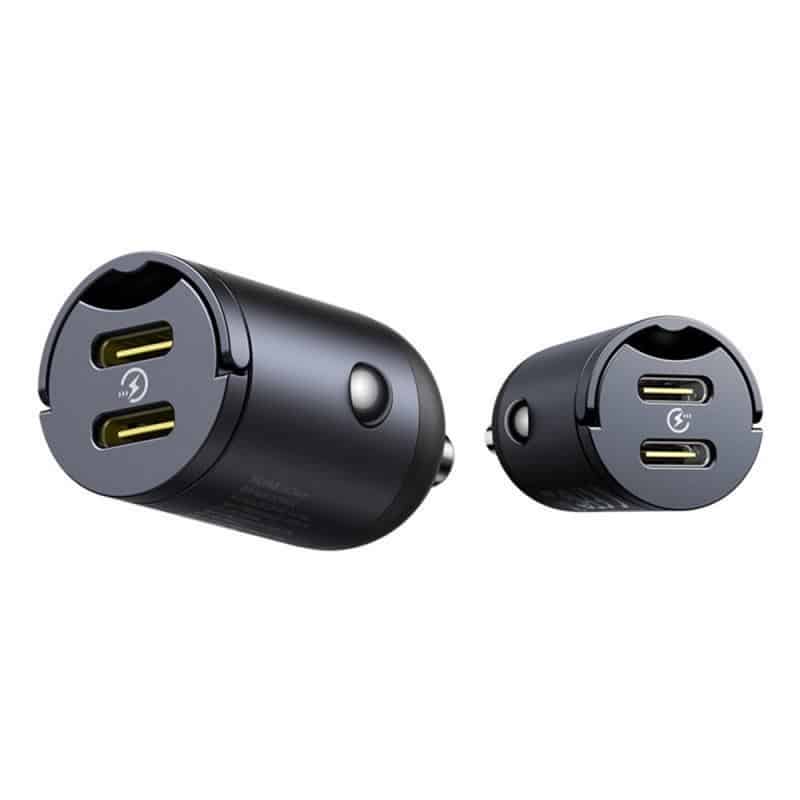 Avto polnilec Baseus Tiny Star 30W 3A 2 x USB-C črn
