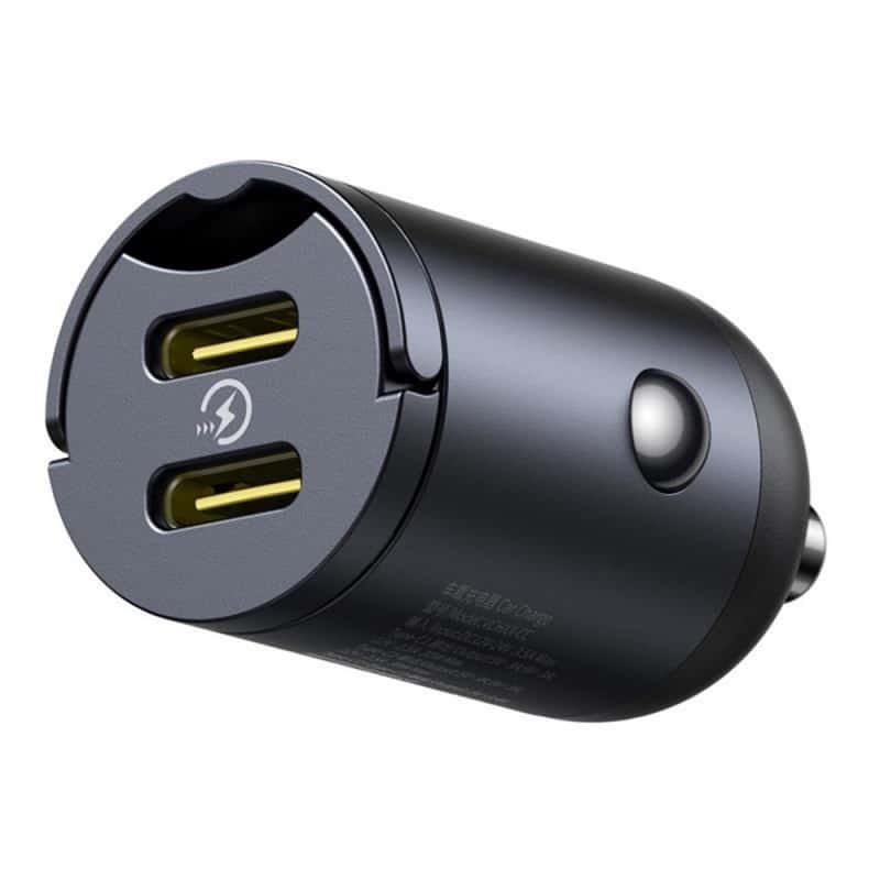 Avto polnilec Baseus Tiny Star 30W 3A 2 x USB-C črn