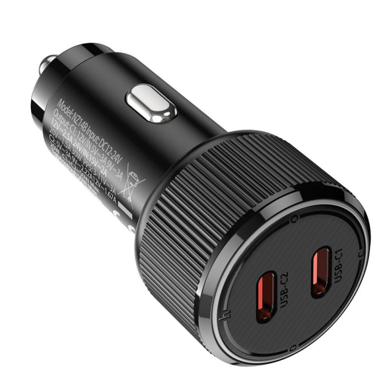 Avtopolnilec Hoco NZ14B 50W 3A 2 x USB-C črn