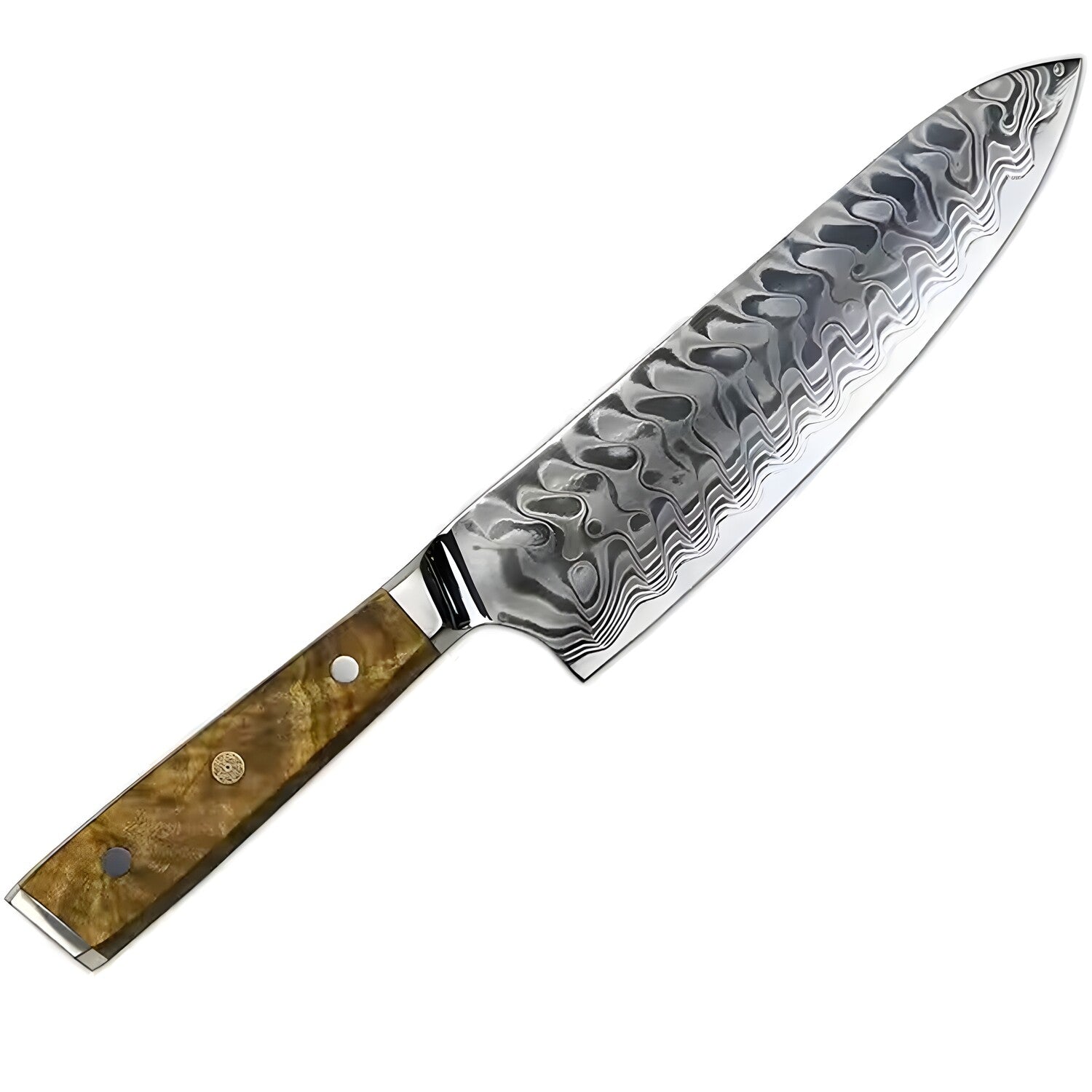 Damaskasti kuhinjski nož YU-37489 - Chef / Smeđa KP37489