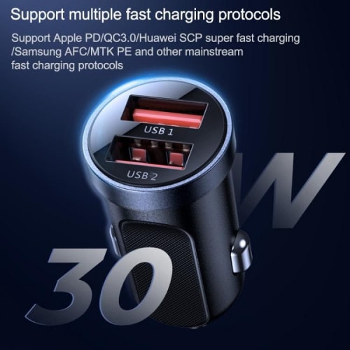 JOYROOM C-A09 2-VRTNI AVTO POLNILEC PD 30W QC 3.0 ČRN