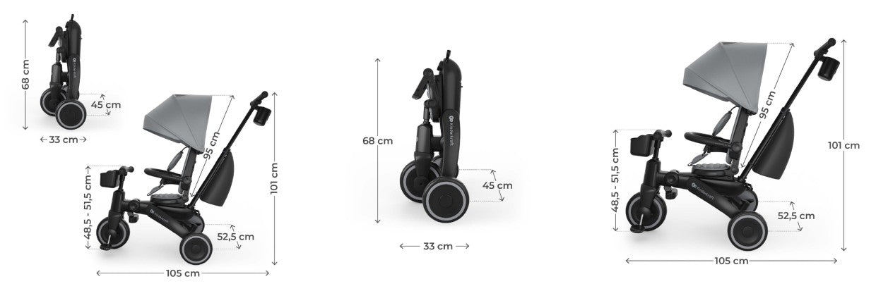 Kinderkraft Sklopivi tricikl JAZZ 3, Grey