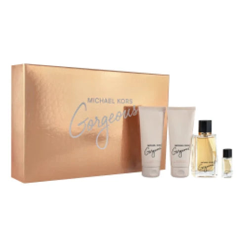 KORS GORGEOUS SET: EDP SPRAY 100ML + BL 100ML + SG 100ML + EDP 5ML