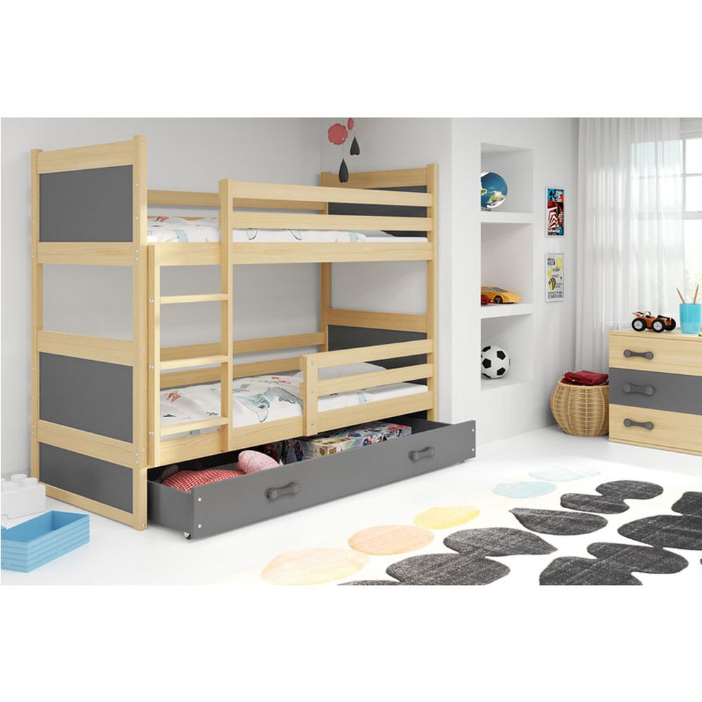 Krevet BMS Rico na kat + ladica 200x90 cm, PINE grafit