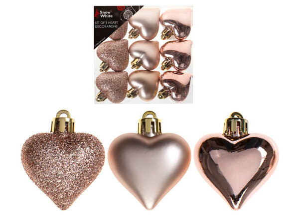 Kuglice za bor, UKRAS Srca Rose Gold 9/1