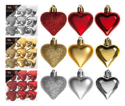 Kuglice za bor,  UKRAS Srca Red/Gold/Silver 9/1 Crvena