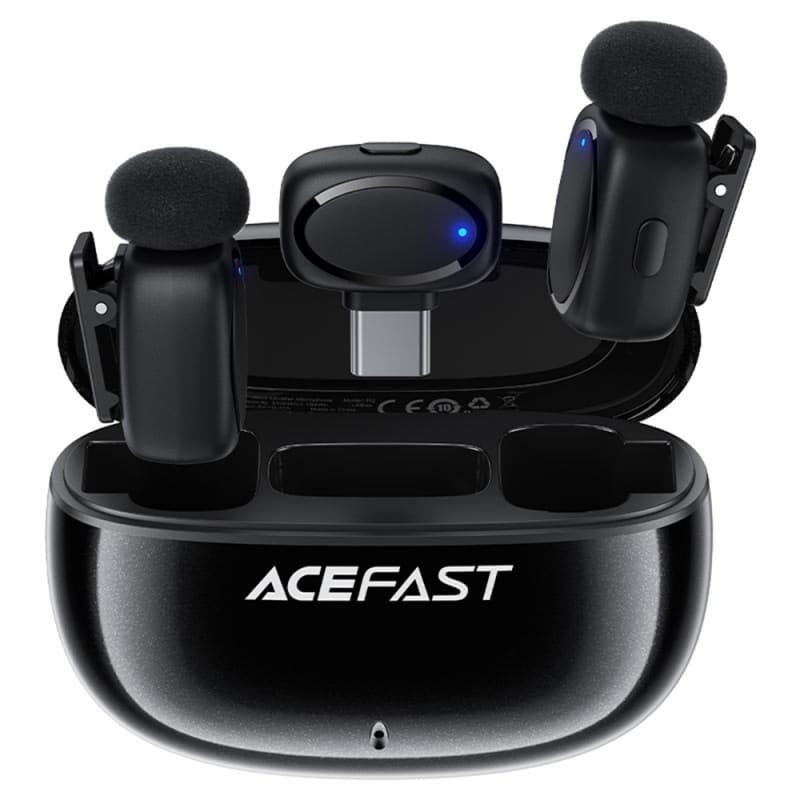 Brezžični mikrofon Acefast R2 USB-C 2 kosi - črn