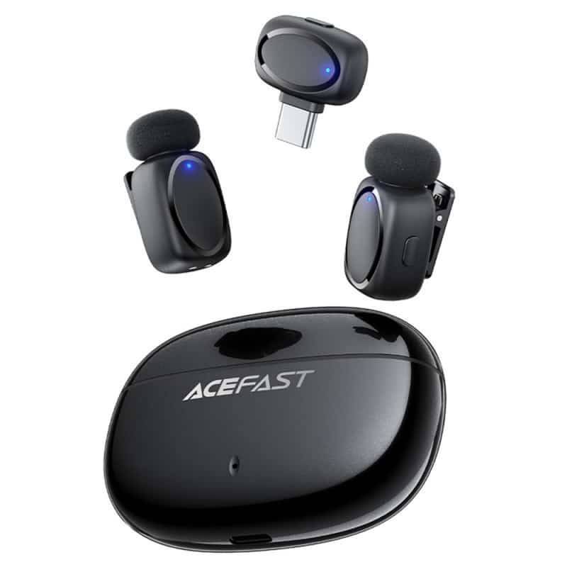 Brezžični mikrofon Acefast R2 USB-C 2 kosi - črn
