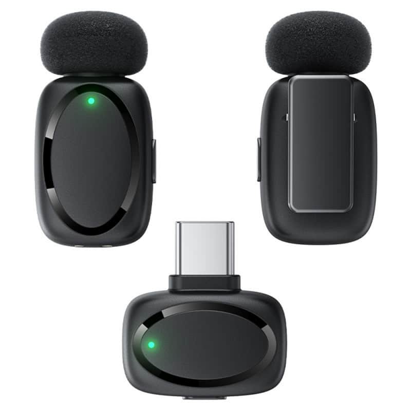 Brezžični mikrofon Acefast R2 USB-C 2 kosi - črn
