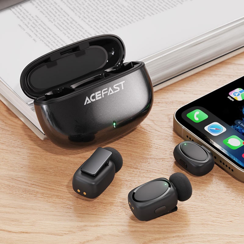 Brezžični mikrofon Acefast R2 USB-C 2 kosi - črn