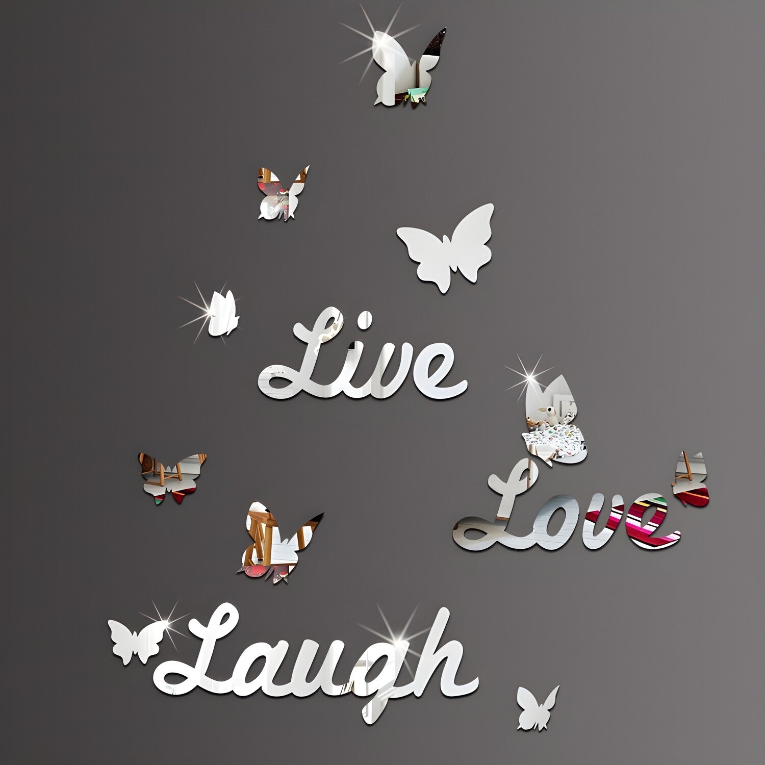 Ogledalne samoljepljive naljepnice za zid - Live, Love, Laugh KP16817
