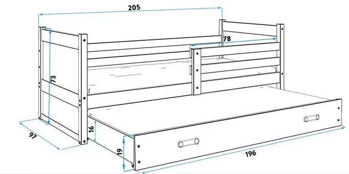 Krevet BMS Rico za 2 osobe 200x90 cm, BIA bijela